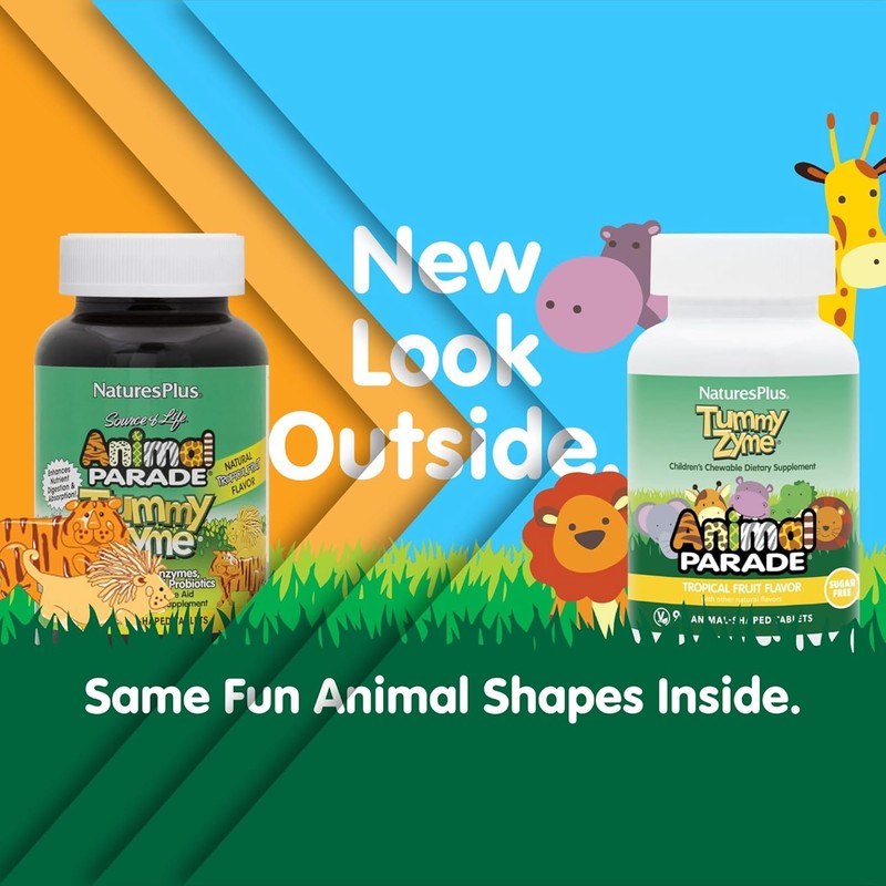 NaturesPlus Animal Parade Tummy Zyme Children’s Digestion Support - Active