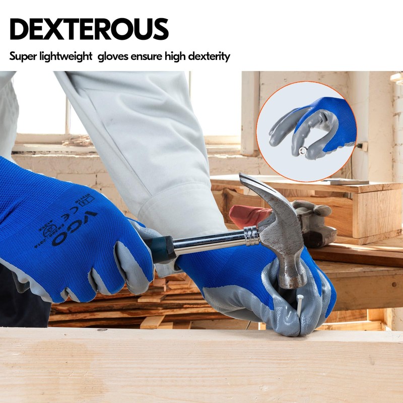 Vgo... 10pairs Safety Work Gloves Nylon with PU Nitrile Coated