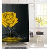 LUKUY Yellow Floral Shower Curtain Roses Reflection in Water Black