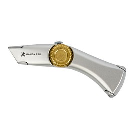 Restaurantware-Handy Tek Quick Change Blade Razor Knife, 1 Folding Utility Knife - Includes 1 Sharp Blade, 19 mm Wide, Silver Zinc Box Cutter, Wheel Lock Design, Heavy-Duty