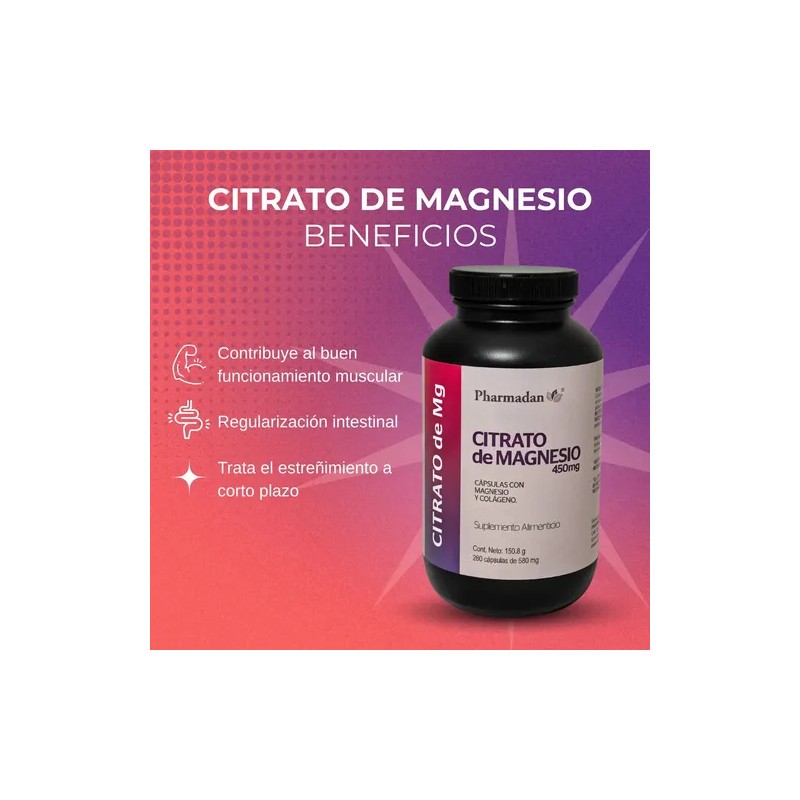 Citrato Magnesio 260 Cápsulas 450mg Pharmadan Sabor