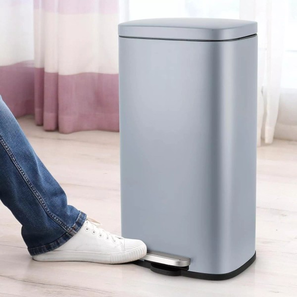 Unbranded 8 gal Stainless Steel Trash Can, Rectangular Step Trash