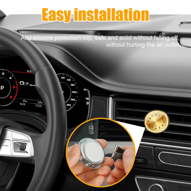 Dickno 2 PCS Stick on Dashboard Car Clock, Mini Tiny