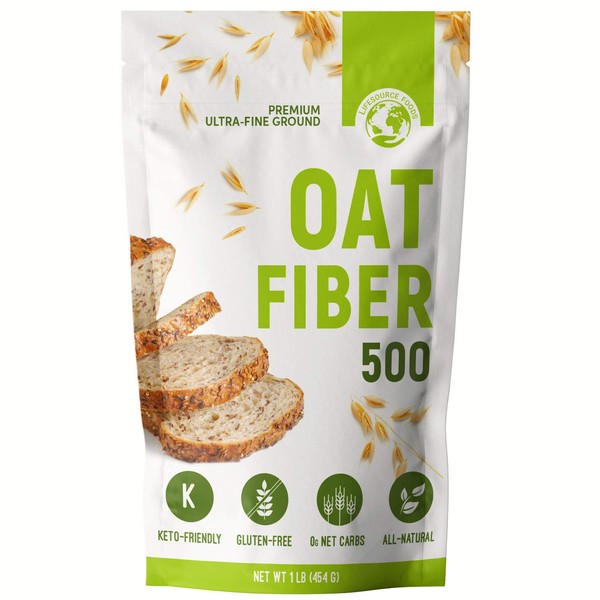 LifeSource Foods Oat Fiber 500 (1 LB) Keto, Zero-Carb, Gluten-Free, All-Natural Fiber for Low-Carb Baking and Bread, OU Kosher, Resealable Pouch