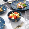 Loymokinar Modern Porcelain 16 Piece White and Gold Dinnerware Set,