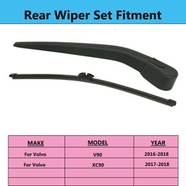 Rear Wiper Blade Arm Set Replacement for Volvo XC90 2016-2018 Back Glass Wipers, Factory OE Style Rear Windshield Wiper Arm & Wiper Blade 31349857