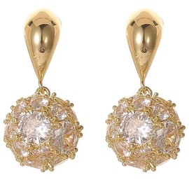 YDSURE Zircon Diamond Earrings, Women's, Simple and Simple, Design, For Dangling Metallic Allergies, Ring Earrings, 18K Gold, Glitter, Fashion 925 Silver, Diamond Earrings, Hypoallergenic, Pearl