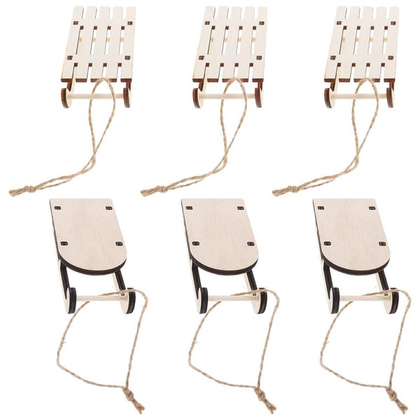 JOINPAYA 6 Pieces Christmas Unfinished Wooden Sleigh Ornaments: Christmas Mini
