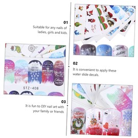 LALAFINA 32sheets Christmas Nail Art Stickers Festive Water Slide Decals for Women Girls Boys and Girls Easy to Apply Full Cover Wraps for Manicure Holiday Fun