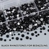4550PCS Black Rhinestones for Crafting, 6 Sizes Flatback Nail Rhinestones