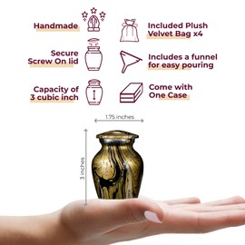 Trupoint Memorials Small Urns for Human Ashes Keepsake, Camouflage and Hunters Decorative Mini Cremation Urn for Adult Men & Women, Set of 4, Golden