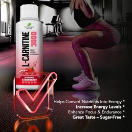 L-Carnitine Liquid 3000mg Per Serving | High Strength Liquid Carnitine | Energy & Metabolism Support | 31 Servings | Sugar Free, Vegan | Strawberry