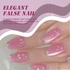 24PCS Pink Cat Eye Press on Nails – Medium Coffin