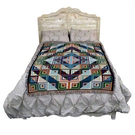 Pure Country Weavers Quilt Blanket - Log Cabin - Patterns Gift Tapestry Throw Woven from Cotton - Made in The USA (72x54)