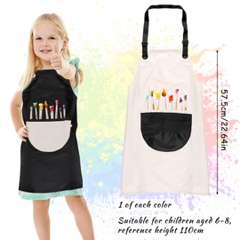 Deepton 2 x Painting Gowns Children Girls Boys 60 x 45 cm Painting Apron Children School from 6 Years, Waterproof Painting Coat, Adjustable Painting Apron with Pockets, Craft Apron for Crafts,