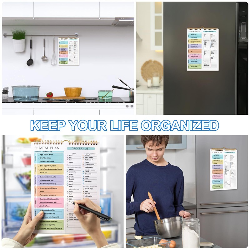 Joyberg Weekly Meal Planner Notebook 8.5x11”, 50 Sheets Weekly Meal