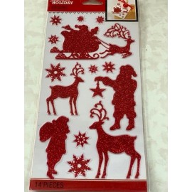 EK Success Brands JOLEE’S BOUTIQUE HOLIDAY STICKERS REINDEER AND SANTAS GLITTER STICKERS 14 PCS