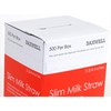 Daxwell Slim Plastic Milk Straws, Paper Wrapped, White, 5.75" x
