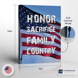 Military Gifts For Men, Army Wall Decor, Patriotic Wall Decor, Hornor Sacrifice Family Canvas Print, Ready To Hang for Living Room Home Wall Decor, C2200-11x14