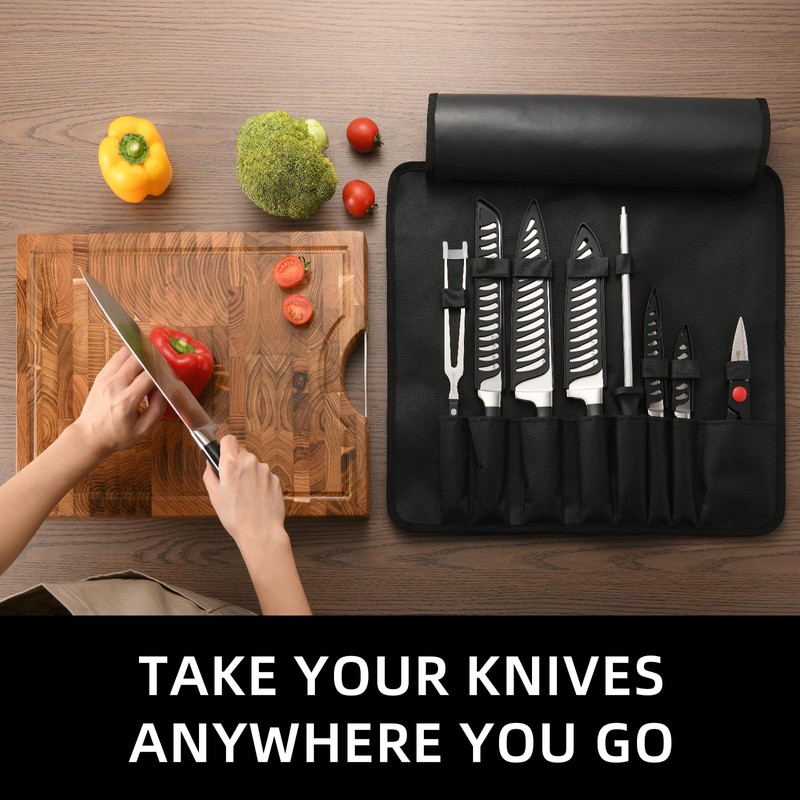 KATISUN Chef Knife Set with Bag, 9 Pieces German Stainless