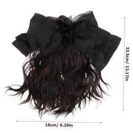 Vaguelly Curly Ponytail Extension with Bow Faux Hairpiece for Women Natural Looking Volume Hair Bun Clip Medium Wavy Hair Accessory for Weddings Proms Shopping