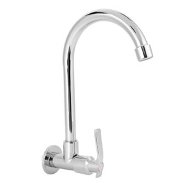 AUNMAS Kitchen Faucet, Water Sink Faucet Single-Tube Cold Wall-Mounted, 360° Rotatable G1/2inch Water Kitchen Tap Without Hose, Copper Outlet, Silver(Wall-Mount, No Basin Faucet)