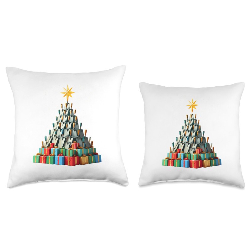 Christmas Tree Mason Trowel Bricklayer Bricklaying Throw Pillow