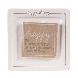 Mud Pie Happy Always Cheese Serving Plate, One Size, White