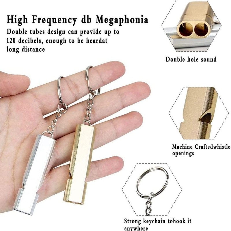 2 Pieces Emergency Whistle Outdoor Survival Safety Whistle Metal Keychain