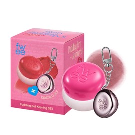 fwee Lip&Cheek Blurry Pudding Pot + Pendant Keyring | Sth | Random Colored Keyring | Makeup Blush, Buildable Lightweight, Multi-Use Soft Matte Finish | 5g