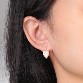 CiNily Heart Opal Earrings Short Leverback Drop Earrings for Women Girls Hypoallergenic, Pendant Earrings 14K White Gold / Rose Gold Plated Hanging Lever Earrings Opal Hoops Fashion Jewelry Gifts for Sensitive Ears, Yellow Gold Plated, Created Opal