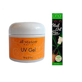 All Season UV Gel CLEAR 2 oz W/Cina Art Nail Pen Green