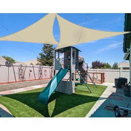 Coarbor 14' x 14' x 14' Sun Shade Sail Canopy Sunshade Outdoor Heavy Duty Triangle Fabric Cloth Screen for Patio Garden Yard Deck Pergola Canopy Beige