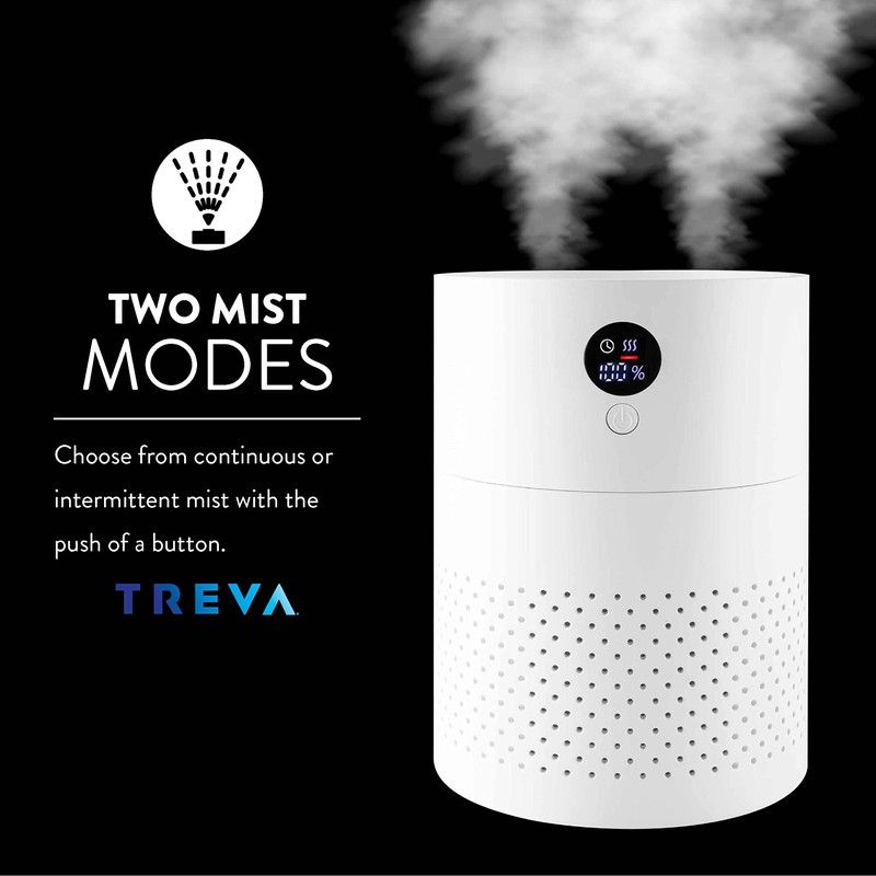 TREVA Portable Cool Mist Humidifier 2 Liter Capacity Rechargeable Battery