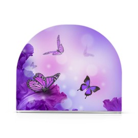 JUMBEAR Purple Butterfly Napkin Holder, Acrylic Clear Napkin Dispenser for Kitchen Counter, Dining Table, Bathroom, Home Decor