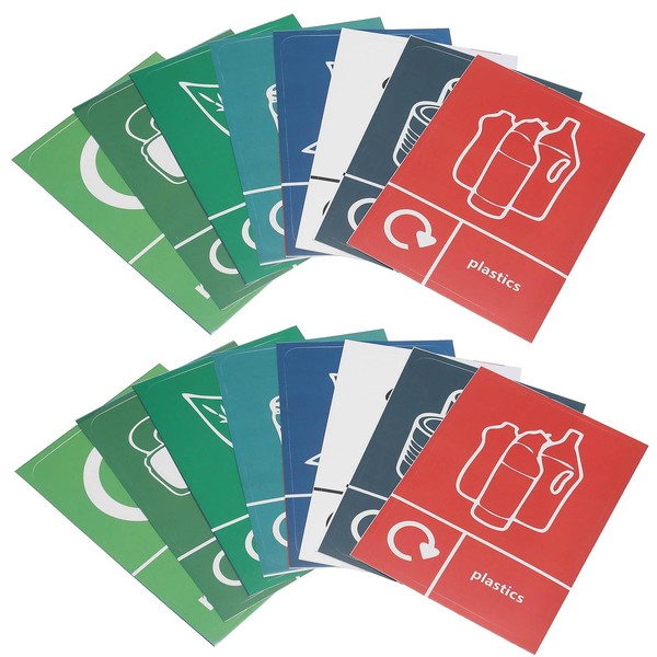 SING F LTD 16pcs Recycle and Trash Sign Decals Self