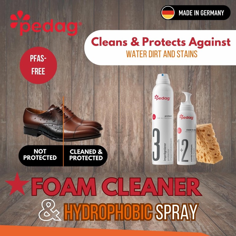 pedag Leather/Suede/Nubuck/Textile Cleaner and Conditioner with Waterproofing Kit, 250 ml/150