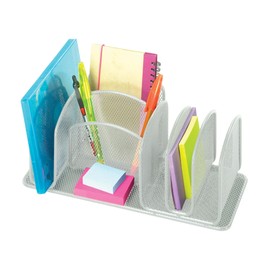 Safco Products 3251BL Onyx Mesh Deluxe Desktop Organizer (Qty. 1), Silver