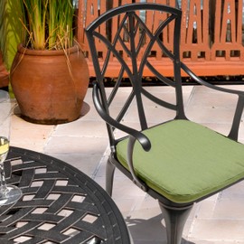 NUU GARDEN Outdoor Chair Cushions Set of 2, 16.14'' x 15.35'' Indoor Patio Rectangle Seat Pads with Straps and Zipper, Waterproof Fabric Dining Chairs Pads, Green