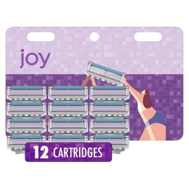 joy Womens Razor Blade Refills, 12 Count, Purple, Lubrastrip to Help Avoid Skin Irritation