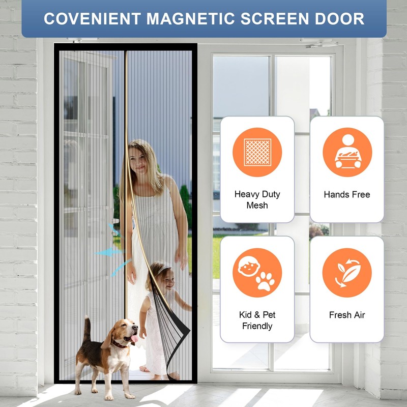 METAONLY Magnetic Screen Door Mesh, Works for Patio, Sliding Door,