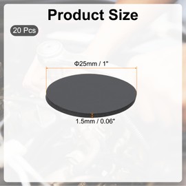 PATIKIL Rubber Solid Discs Washers, 20 Pcs 25mm OD x 1.5mm Thick Rubber Round Gasket Pad Bushings Spacer Washer for DIY Gasket Craft, Black