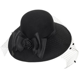 Women Organza Church Kentucky Derby Bowler Female Hat Banquet Bridal Dress Cap Hat