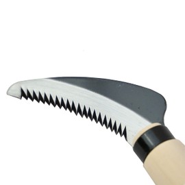 KAKURI Sod Sickle Small and Short Sickle Garden Tool 7.5 Inch, Heavy Duty Carbon Steel Mini Sickle Serrated Blade, Weeding and Planting Tool for Garden and Bonsai