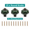 Seimneire 25pcs Dark Green Pumpkin Knobs, Vintage Ceramic Cabinet Handles,