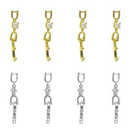 CHROMACRAFT Pack of 8 Jewellery Extension Chains, Rhinestone Extension Chains, Elee and Simple Extension Chains, DIY Jewellery Materials, Necklaces and Anklets, White