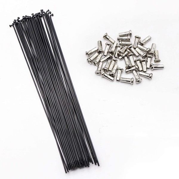 SENQI Bicycle Steel/Stainless Steel Spokes 80mm-297mm with Copper Cap 36pcs(180mm/Black)