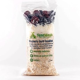 TentMeals Camping and Expedition Food: Blueberry Burst Porridge Breakfast. 1x Large 800kcal pack