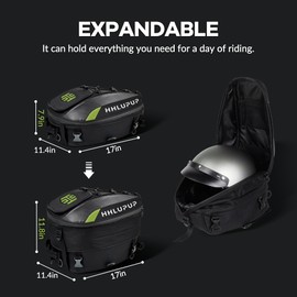 HHLUPUP Motorcycle Tail Bag with Password Lock 25L- 38L Convertible Helmet Backpack, Waterproof Luggage Bags for Dirt Bike and Road Trip Riders Green
