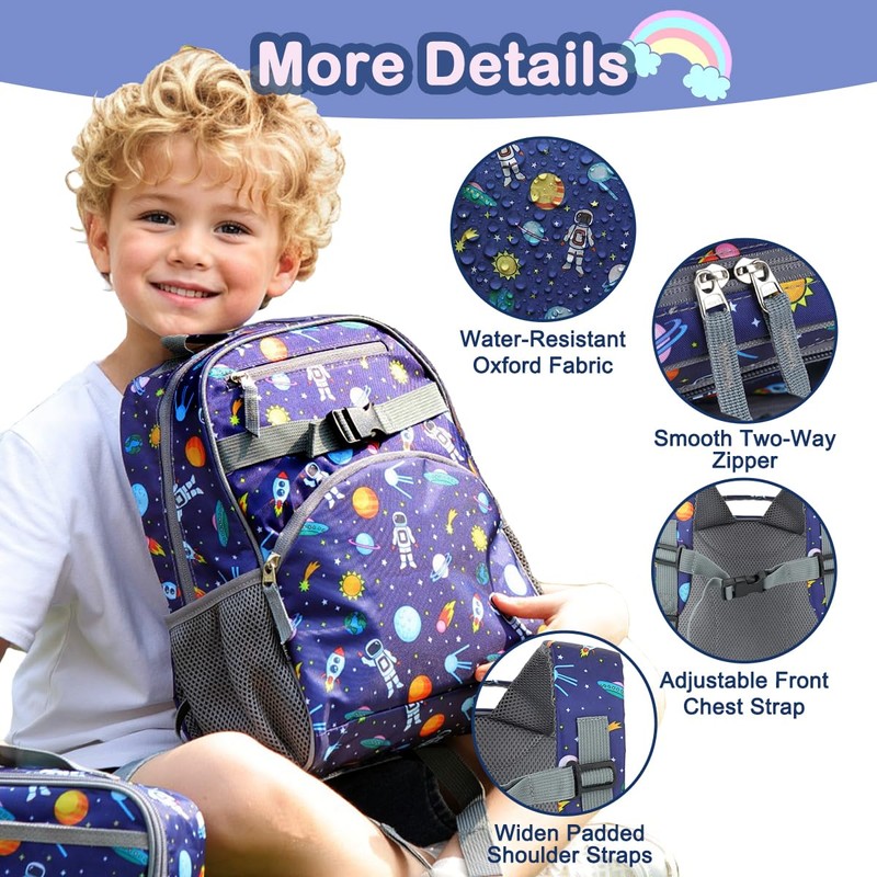 FlowFly Kids Backpack for Toddler Boys Girls, Simple Lightweight Bookbag